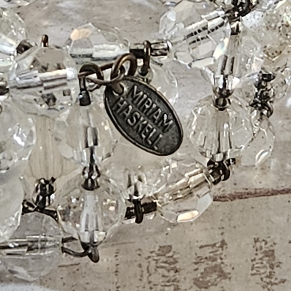 Signed Miriam Haskell White Bead Wrap Bracelet - Picture 2 of 6